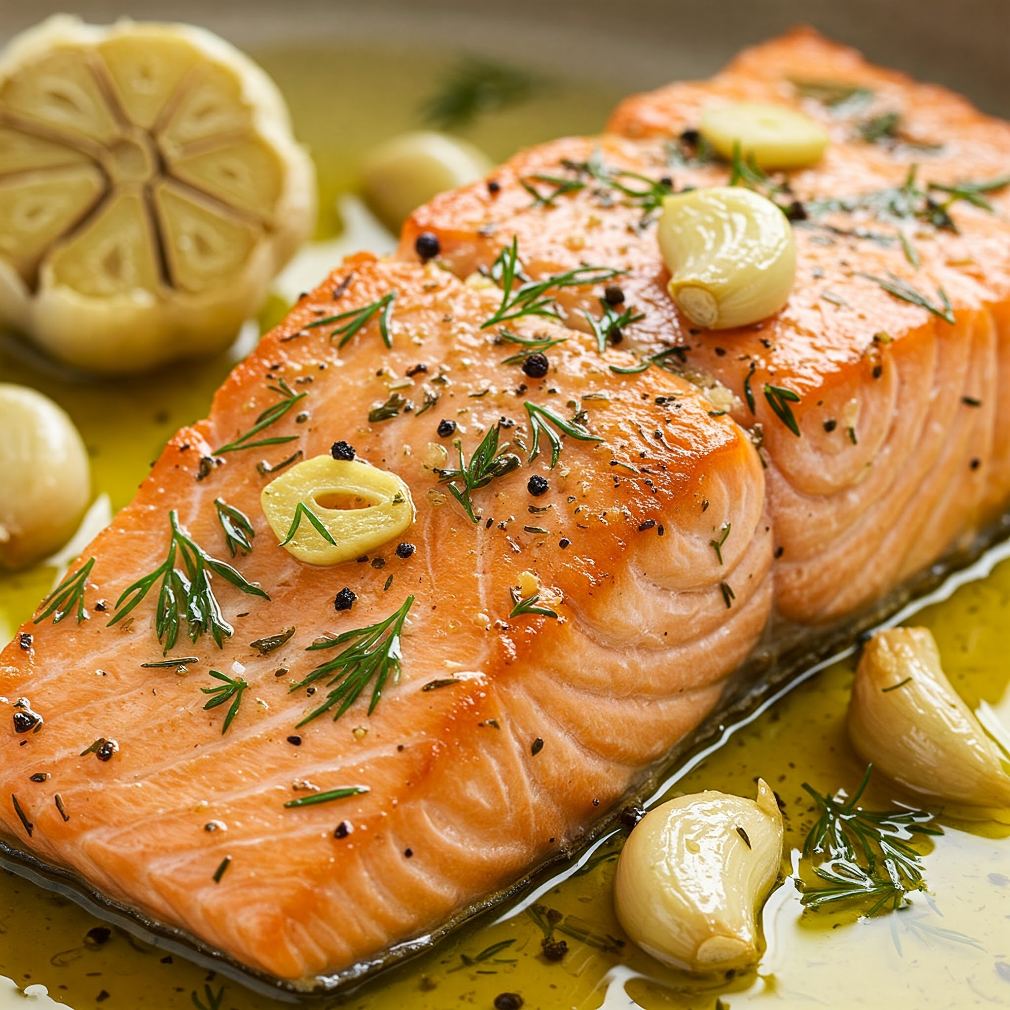 Wild Salmon with Garlic and Herbs